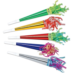 Assorted Foil Horns with Tassel, 11 in (sold 100 per box)