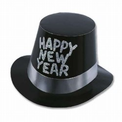 Black and Silver New Year Hi-Hats (sold 25 per box)