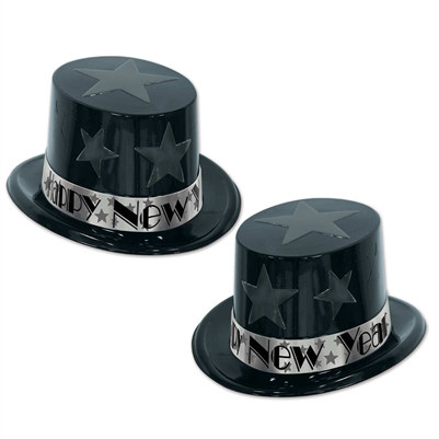 Silver New Year Star Top Hat Party Pack of 25