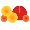 Accordion Paper Fans - Red, Golden-Yellow, Orange