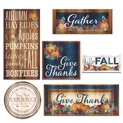 Add a classic, rustic look to your Thanksgiving and fall decor with the classic and colorful Foil Fall Thanksgiving Cutouts.  Each package includes six cutout that are printed both sides.  Hang them on a wall, door or any flat surface !