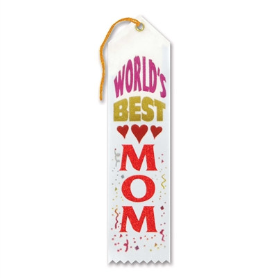 White and Red World's Best Mom Ribbon