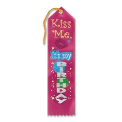 Pink Kiss Me, It's My Birthday Ribbon