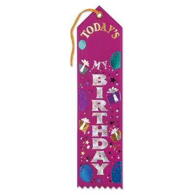 Pink Today's My Birthday Award Ribbon