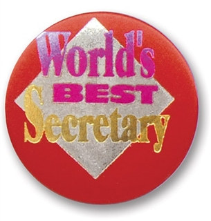 World's Best Secretary Satin Button
