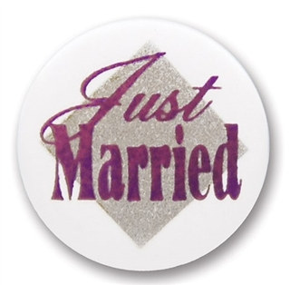 Just Married Satin Button