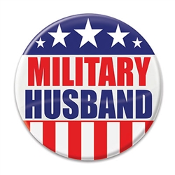 Let the world know how proud you are of your spouse with this "Military Husband" Button! 
These patriotic pins are a fun and colorful way to show your appreciation for all they do.
Pins measure 2 inches in diameter and come 1 per package.