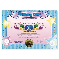 One Year Old Boy Award Certificates