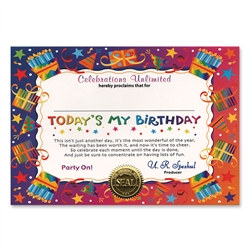 Today's My Birthday Award Certificates