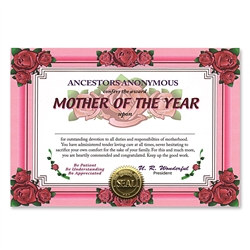Mother Of The Year Award Certificates