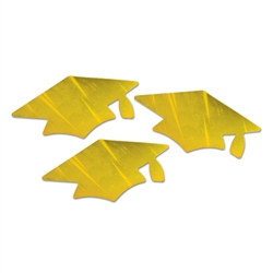 Gold Grad Cap Cutouts (3/Pkg)