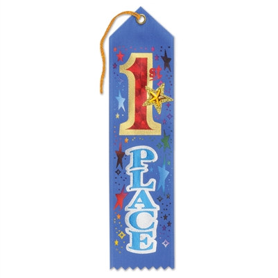 Blue 1st Place Jeweled Ribbon