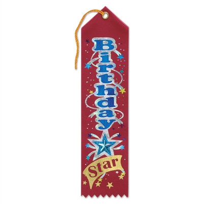 Red Birthday Star Jeweled Ribbon