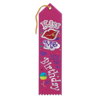 Pink Kiss Me, It's My Birthday Jeweled Ribbon