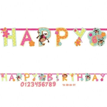 Monkey Love Birthday Banner