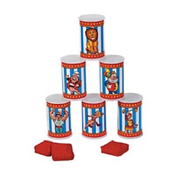 The Carnival Can Bean Bag Toss Game is a fun, classic carnival game that can be played by adults and children. Stack the plastic cans, and throw the bean bags at the cans to see who can topple the most! Game includes 6 cans and 3 bean bags.