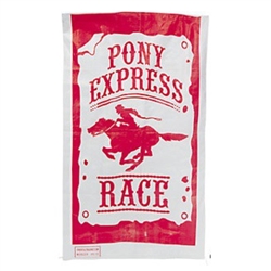 The Pony Express Potato Sacks (6 per package) are perfect for that fun-filled hopping race to the finish line. Each polypropylene sack is printed with red accents and the phrase Pony Express Race. Sacks measure 23.5 by 40 inches.  Six sacks per package.
