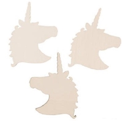 The DIY Unfinished Wood Unicorn Shapes measure 3 3/4 inches tall and 2 3/4 inches wide. They can be decorated with paint, markers, stickers, glitter, or whatever you want! Contains twelve (12) per package.