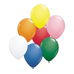 Assorted Color Latex Balloons (6/pkg) are perfect for any party! Bright colors will call attention to your party or event. Helium quality latex balloons are packaged six bright assorted colors in each package. Inflates to 11 inches.