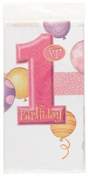 Pink 1st Birthday Tablecover