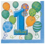 Blue 1st Birthday Lunch Napkins (16/pkg)