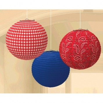 Bandana & Blue Jeans Paper Lanterns (3/pkg)