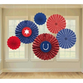 Bandana & Blue Jeans Paper Fans (6/pkg)