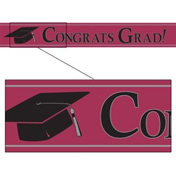 Burgundy Congrats Grad Foil Banner