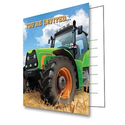 The Tractor Time Invitations are perfect to send to guests invited to your farm theme party or event. Each invitation is printed with a big green tractor and includes a coordinating green envelope. Package of 8 invitations and 8 envelopes.