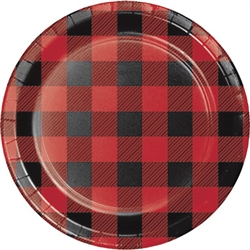 Whether  serving up cake, or some simple finger foods, they will look fantastic on one of these Buffalo Plaid Dessert Plates. Each plate measures 6-7/8 inches and features an classic red and black checked design. Comes eight plates per package.