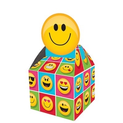 Emojion Favor Boxes are the perfect take-home accessory for your Emoji theme party. These  favor boxes are printed with a multitude of happy Emoji characters and hold candies, treats, and toys for your guests. Eight per package.