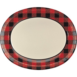 Serve up some hearty portions on one of these Buffalo Plaid Oval Platters! Each platter measures in at 10 inches by 12 inches. These platters are very sturdy, so you can trust them with all of your delicious food! Comes eight per package.
