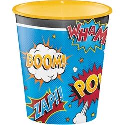 Serve up a hero's portion at a superhero theme party from one of these Superhero Slogans Plastic Cup. The colorful cup is action-packed with action words commonly seen in the comics and movies. The cup holds up to 12 ounces of treats or favors.