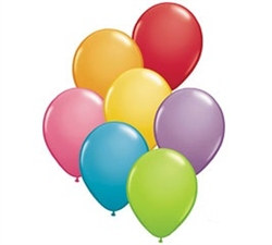 These latex balloons are sold in a package of eight assorted colors. Each balloon measures 11 inches when fully inflated. These helium quality balloons are a must-have item for any party!