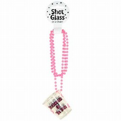 Bachelorette Party Shot Glass Beads are a great party favor for that fun-loving bachelorette. The plastic shot glass is printed with "Bachelorette on the Loose", attached to the bead necklace, allowing it to remain within easy reach throughout the party