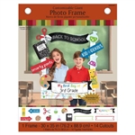This huge 30 inch by 35 inch customizable photo frame announces My First Day Of, which you can customize to state the grade. 14 scholastic icons and phrases are printed on card stock, and can be attached to the photo frame as you choose.