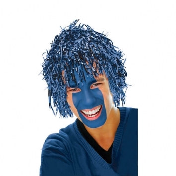 Blue Pom Pom Tinsel Wig