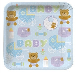 Teddy Baby Blue Dessert Plates (8/pkg)