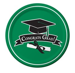 Green Congrats Grad Plates