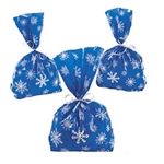 The Blue Snowflake Treat Bags are blue with white snowflakes and make the perfect gift for friends and family! They measure approximately 5 inches wide and 11.5 inches long. Contains 12 per package. *Does not include ties