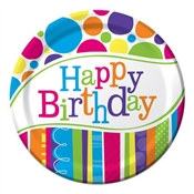 Bright and Bold Happy Birthday Lunch Plates (8/pkg)