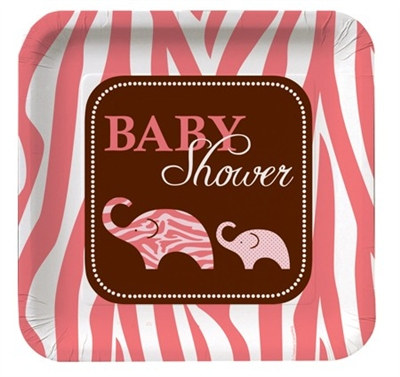 Pink Baby Safari Shower Lunch Plates (8/pkg)