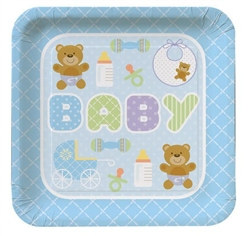 Teddy Baby Blue Lunch Plates (8/pkg)