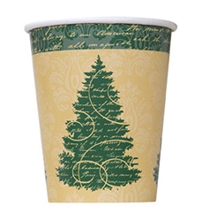 Enjoy your favorite hot or cold beverage from our Elegant Christmas Cups. The cups feature a tan field with elegant green trim & three delightful Christmas trees. The cups hold up to nine ounces of liquid and come eight to a pack.