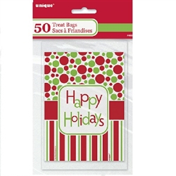 These high-quality treat bags are very festively decorated with red & green polka dots. Slip some candy canes in these bags as a parting gift for your guests this Christmas. Comes 50 per package.