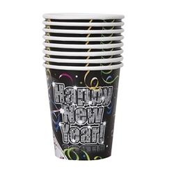 These Countdown to New Year's Cups feature a vibrant, colorful design and can hold hot or cold liquid. Whether you want a warm cup of hot cocoa or some cold eggnog, this cup is perfect for the occasion. Comes eight cups per package.