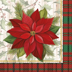 Poinsettia and plaid pair together for one of the most elegant combinations this holiday season. These Poinsettia Plaid Luncheon Napkins feature a red and green plaid border that accentuates the beauty of the poinsettia. Comes 16 napkins per package.