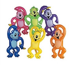 Assorted Inflatable Neon Monkeys (1/pkg)