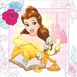 The Beauty and the Beast Luncheon Napkins will tame any mess at your child's next birthday party. These 2-ply paper napkins feature an image of Belle and Lumiere. Each package contains sixteen 12-7/8 inch square napkins.