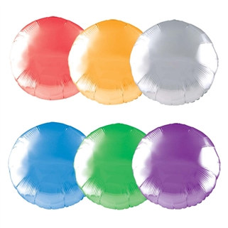 Round Metallic Mylar Balloon can be purchased in your favorite color of red, gold, silver, blue, green, or purple. Each balloon measures eighteen inches when fully inflated with helium.